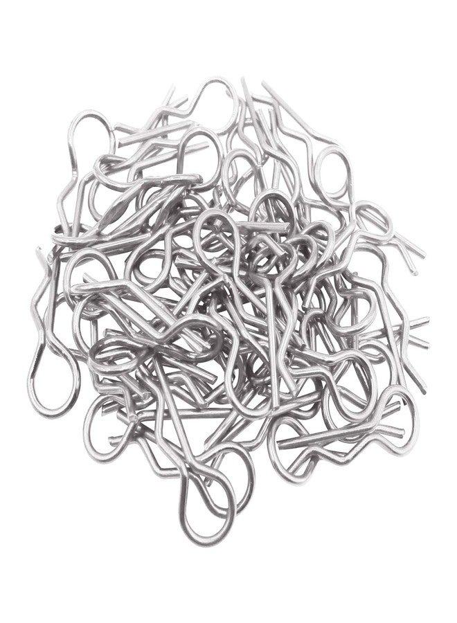 Treehobby 50 Pack Treehobby Universal Bent Springy R Pins RC Car Body Shell Clips Compatible with 1/10 RC Car Truck Buggy Crawler Short Course Replacement Spare Part (Silver) - Image 1